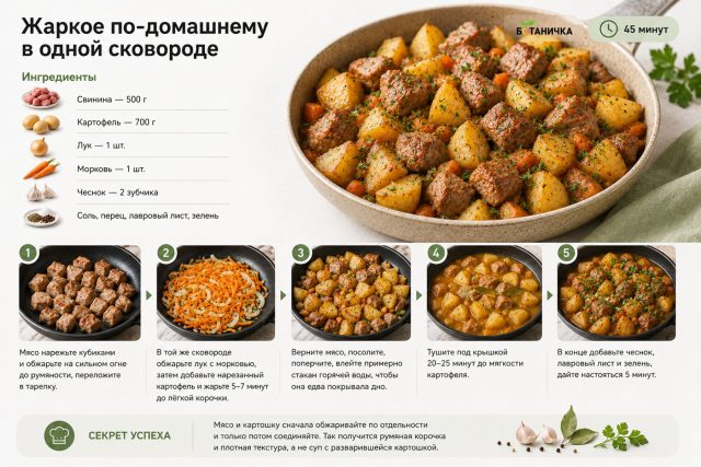 Жаркое по-домашнему в одной сковороде Жаркое по-домашнему в одной сковороде