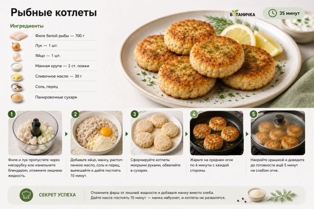 Рыбные котлеты Рыбные котлеты
