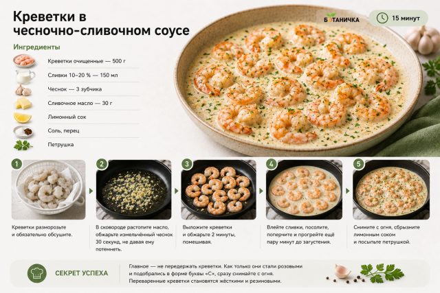 Креветки в чесночно-сливочном соусе Креветки в чесночно-сливочном соусе