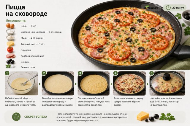 Пицца на сковороде Пицца на сковороде