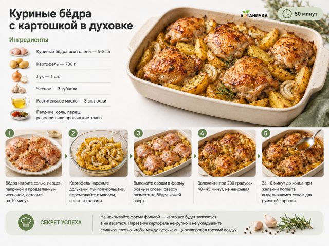 Куриные бёдра с картошкой в духовке Куриные бёдра с картошкой в духовке