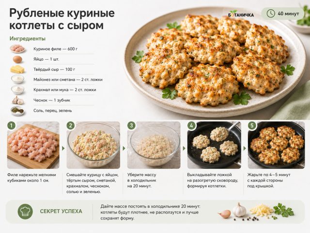 Рубленые куриные котлеты с сыром Рубленые куриные котлеты с сыром