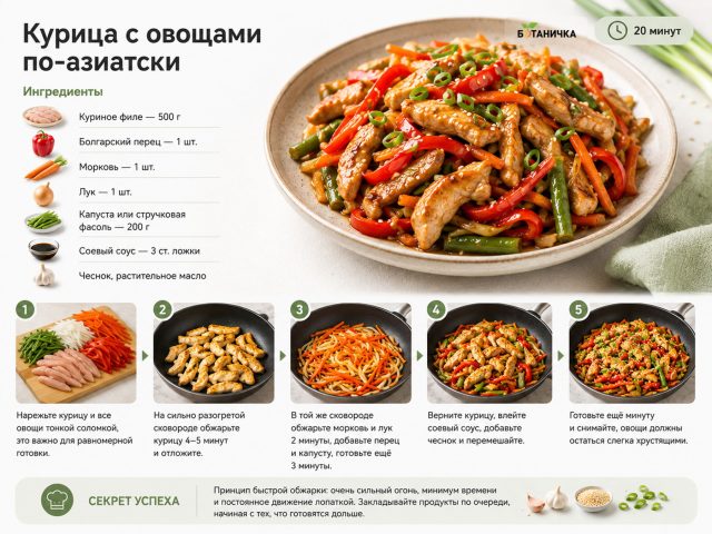 Курица с овощами по-азиатски Курица с овощами по-азиатски