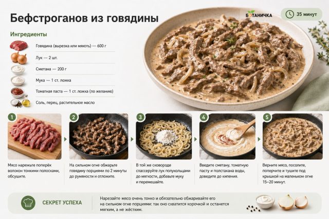 Бефстроганов из говядины Бефстроганов из говядины