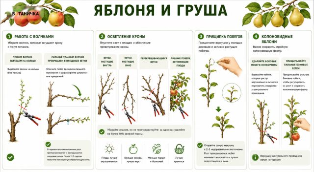 Обрезка яблони и груши в августе