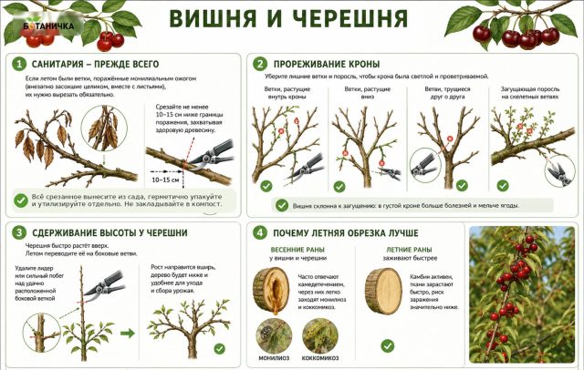 Обрезка вишни и черешни в августе Обрезка вишни и черешни в августе