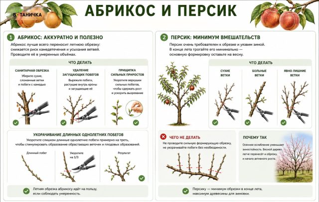 Как обрезать абрикос и персик в августе
