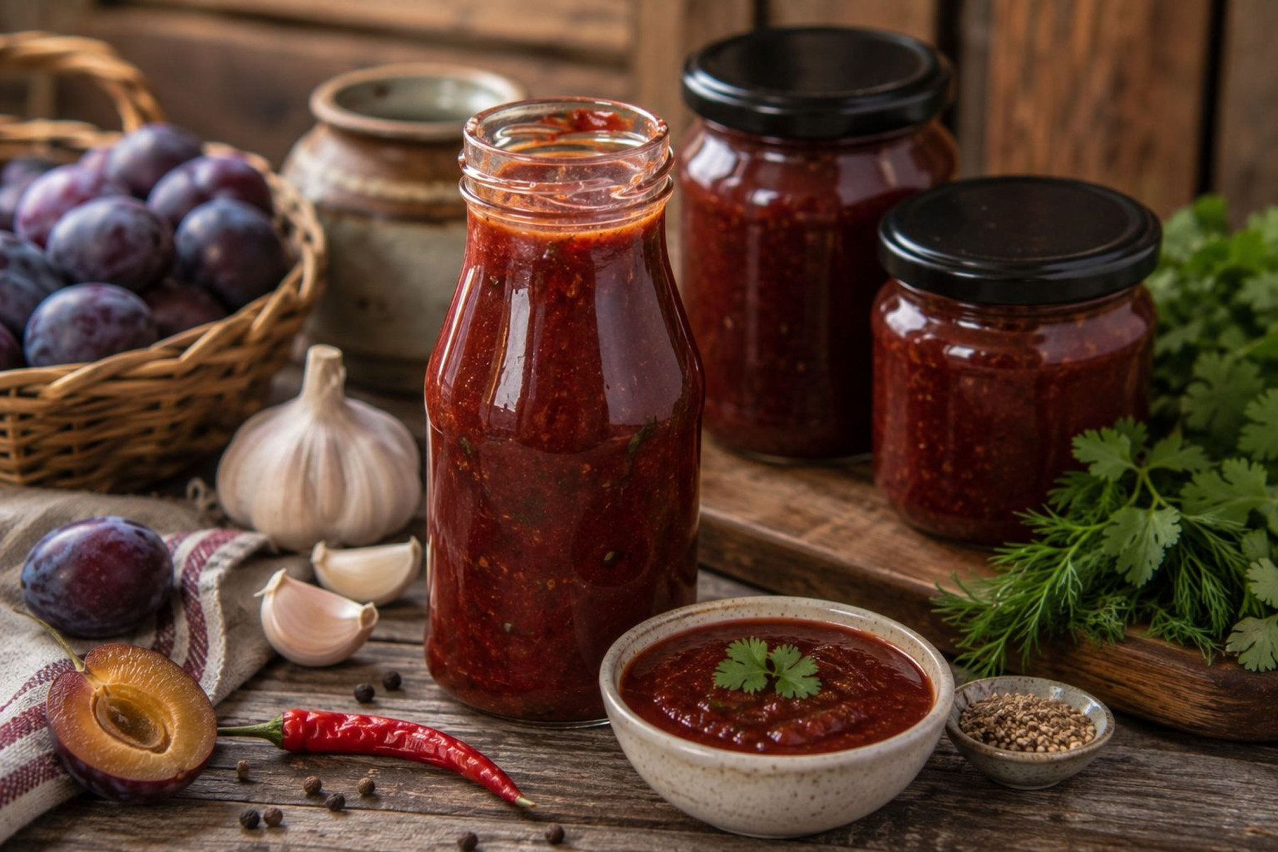 Ароматный кисло-сладкий сливовый соус с чесноком и специями