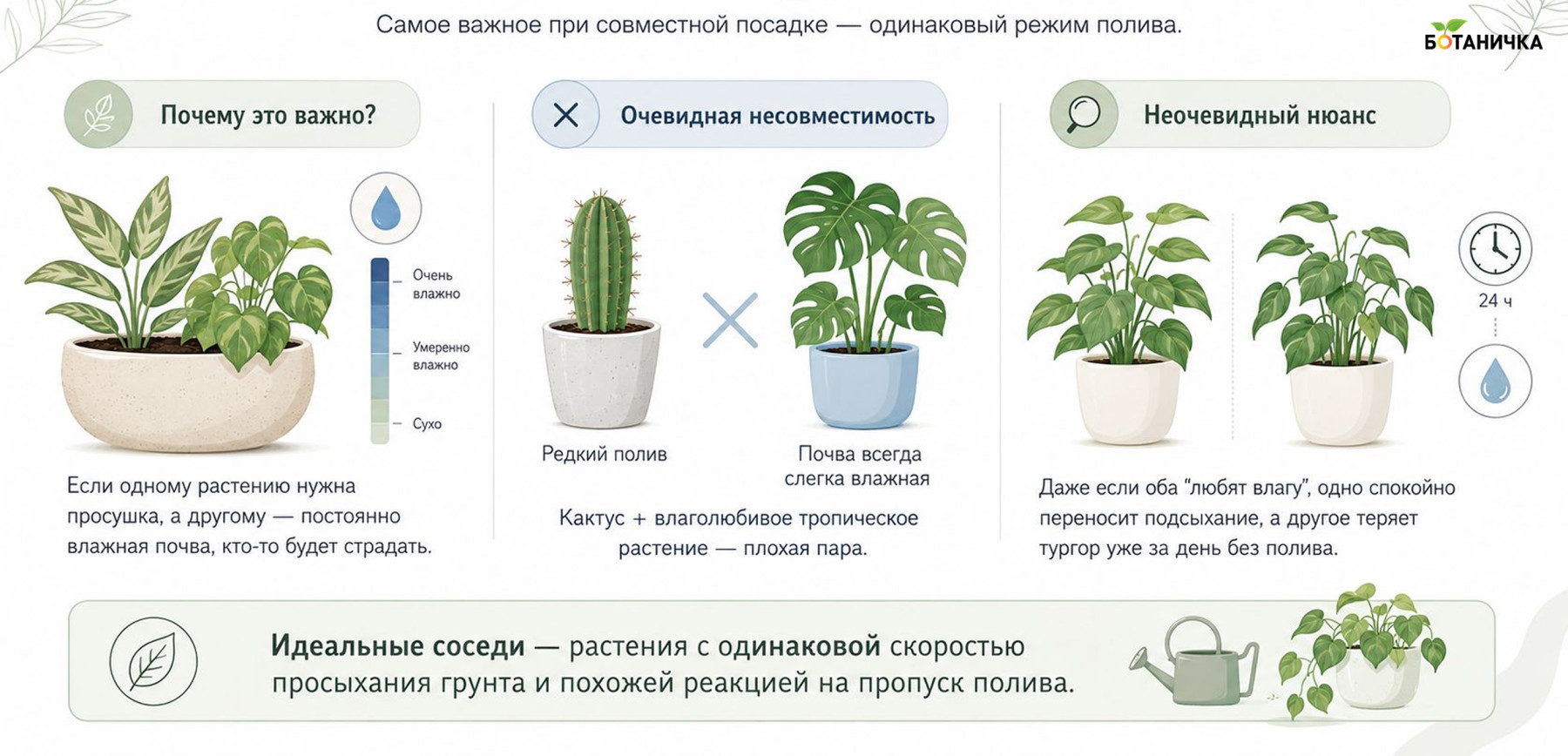 Проверка влажности грунта при совместной посадке комнатных цветов
