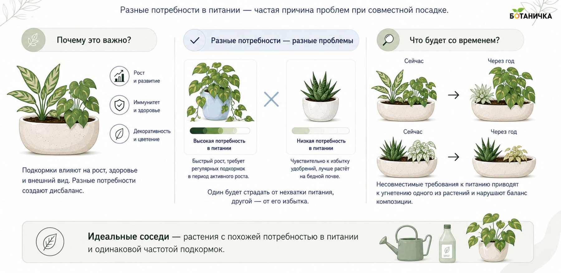 Внесение удобрений для комнатных растений в общей емкости