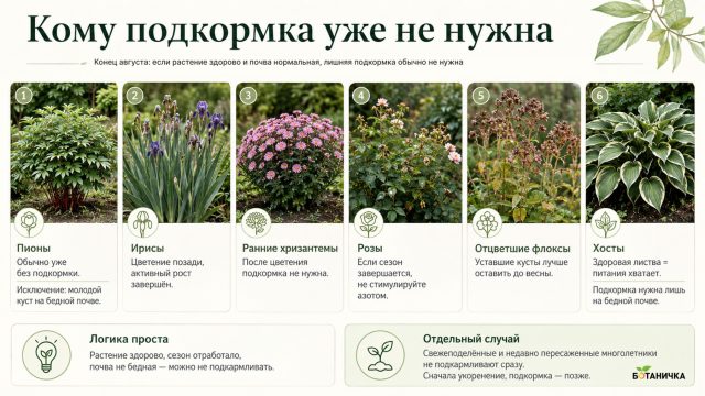 Кому подкормка уже не нужна к концу августа? Кому подкормка уже не нужна к концу августа?