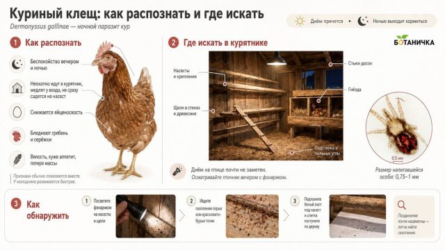 Симптомы куриного клеща Симптомы куриного клеща