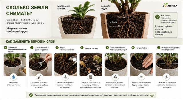 Как заменить верхний слой грунта в цветочном горшке Как заменить верхний слой грунта