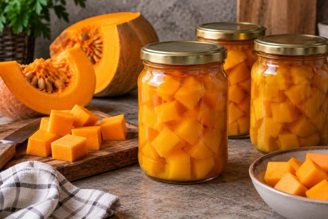 Тыква, законсервированная крупными кубиками без специй, остаётся универсальной заготовкой на всю зиму. Из одной банки можно сделать суп, пюре, кашу, начинку для пирога, соус или овощное рагу — вкус выбираете уже при готовке. Тыква, законсервированная крупными кубиками без специй, остаётся универсальной заготовкой на всю зиму. Из одной банки можно сделать суп, пюре, кашу, начинку для пирога, соус или овощное рагу — вкус выбираете уже при готовке.