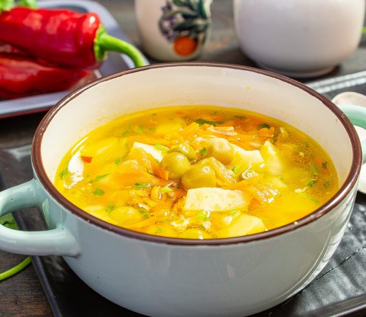 Вкусный обед за 20 минут: куриный суп с зелёным горошком - Первые блюда Вкусный обед за 20 минут: куриный суп с зелёным горошком