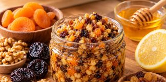 5 вкуснейших витаминных смесей: для здоровья в сезон простуд Орехи и сухофрукты лучше измельчить так, чтобы в смеси остались мелкие кусочки: вкус и текстура будут интереснее.